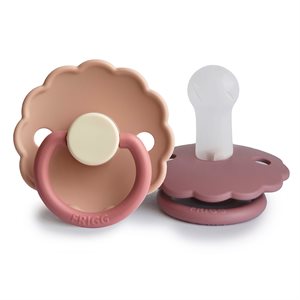 FRIGG Daisy - Round Silicone 2-Pack Pacifiers - Peony/Cedar - Size 2